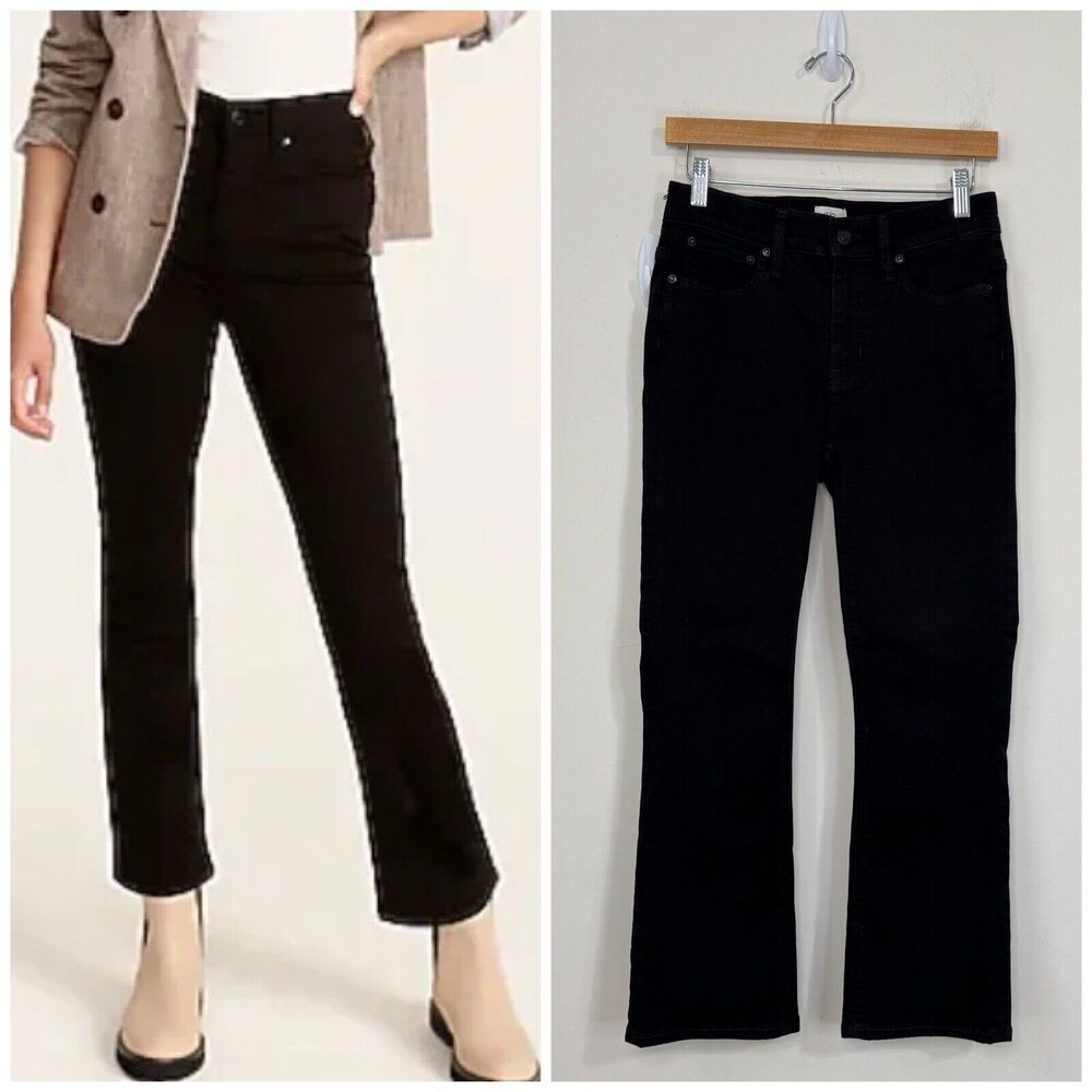 J. Crew 9” Billie Denim Boot Crop Jeans Size 27 Black Mid Rise